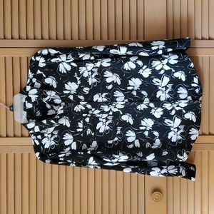 Alfani black and white blouse with floral pattern, size small.